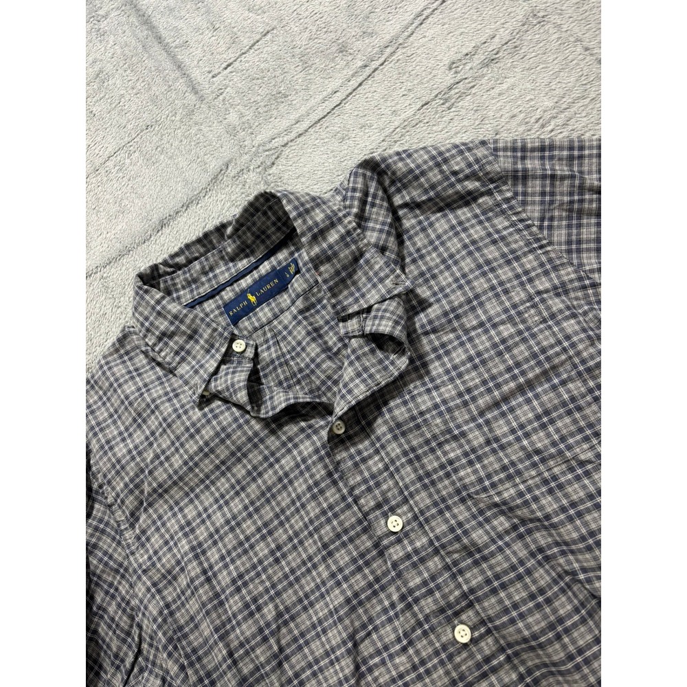 Ralph Lauren Mens Plaid Button Down Shirt Size Large Classic Cotton‎ Casual